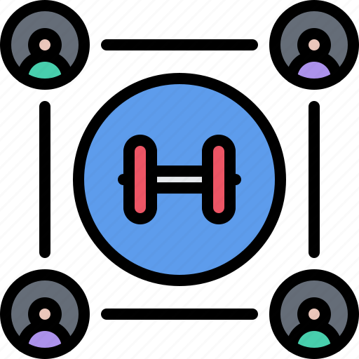 Dumbbell, fitness, group, gym, sport, team, workout icon - Download on Iconfinder