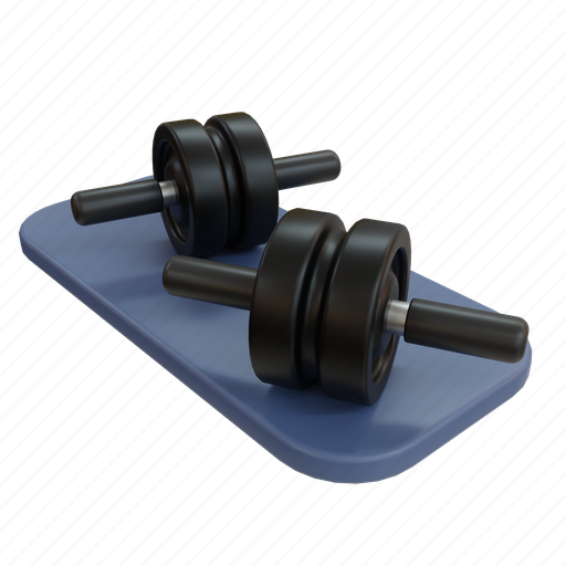 Gym, sport, fitness, abs, abs roller, roller 3D illustration - Download on Iconfinder