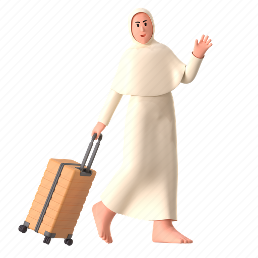 Go on hajj, airport, luggage, travel, flight, hajj, umrah 3D illustration - Download on Iconfinder