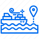 boat, cargo, location, navigation, pin, sea, ship