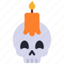 candle, on, skull, spooky, scary