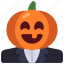 pumpkin, head, man, spooky, scary 