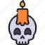 candle, on, skull, spooky, scary 