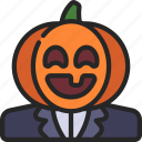 pumpkin, head, man, spooky, scary