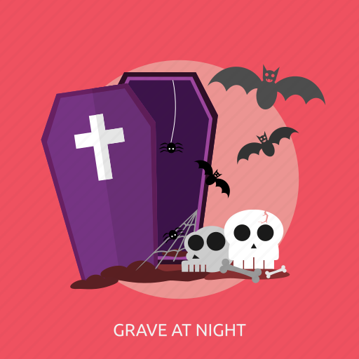 Bats, coffin, grave, halloween, night, skull icon - Download on Iconfinder