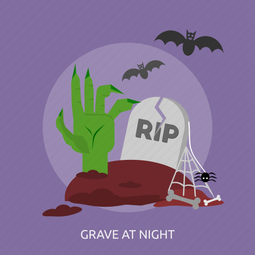Bats, grave, halloween, hand, night, rip, spider icon - Download on Iconfinder