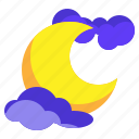 crescent, evening, half, moon, night, sky, weather
