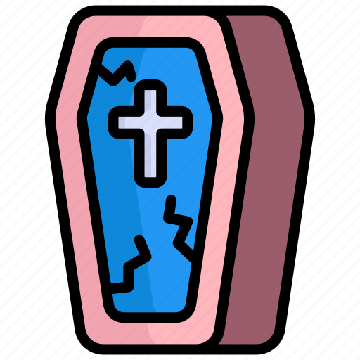 Coffin, death, casket, grave, cross, scary, halloween icon - Download on Iconfinder