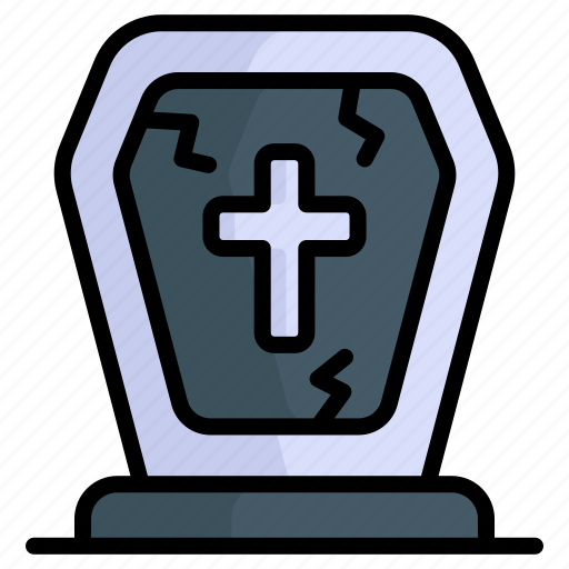 Grave, death, graveyard, tombstone, gravestone, cross, halloween icon - Download on Iconfinder