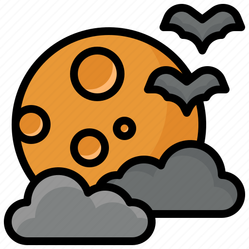Night, cloudy, moon, bat, halloween icon - Download on Iconfinder