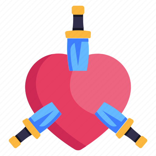 Heartbreak, heart pain, heart stab, heart kill, pierced heart icon - Download on Iconfinder