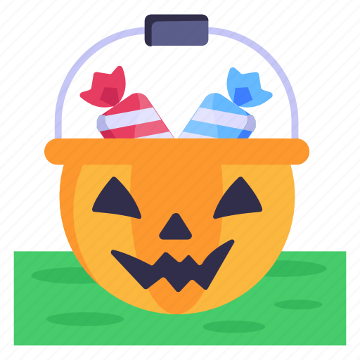 Pumpkin bucket, halloween candies, toffees, food, dessert icon - Download on Iconfinder