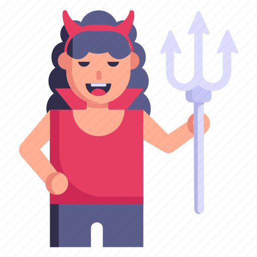 Vampire, lady vamp, halloween character, trident, witch icon - Download on Iconfinder
