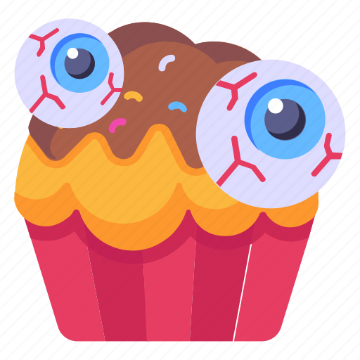 Halloween cupcake, halloween dessert, scary cupcake, creepy cupcake, cupcake icon - Download on Iconfinder
