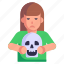 skull, halloween girl, halloween character, cranium, halloween avatar 