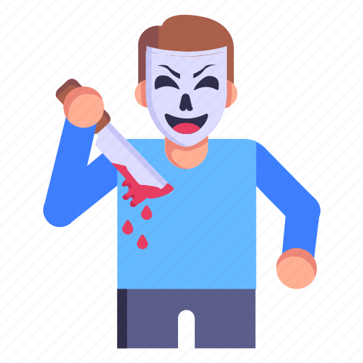 Halloween character, killer, bloody knife, bloody clown, creepy icon - Download on Iconfinder