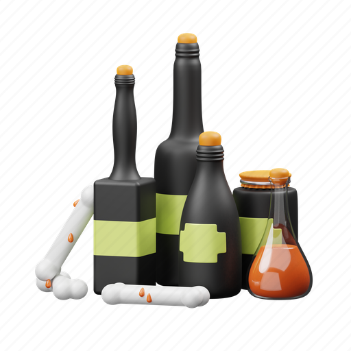 Witch, bottle, drink 3D illustration - Download on Iconfinder