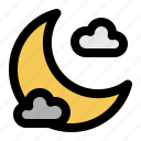 moon, night, crescent, cloud, halloween