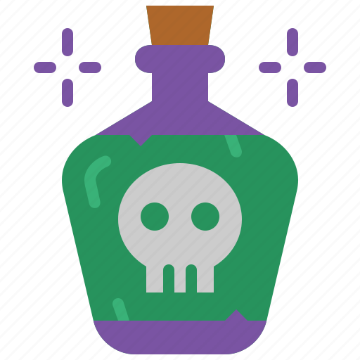 Poison, flask, bottle, toxic, skull, death, potion icon - Download on Iconfinder