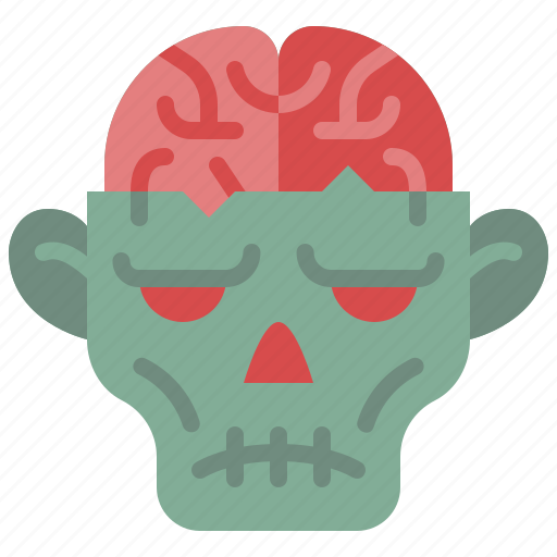 Zombie, head, brain, death, halloween, horror, spooky icon - Download on Iconfinder