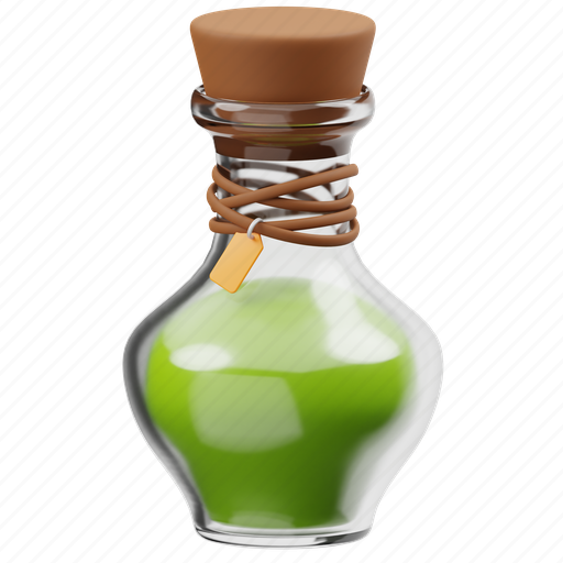 Potion, bottle, jar, green, drink, alcohol, glass 3D illustration - Download on Iconfinder