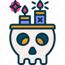 skull, candle, halloween, horror, witch