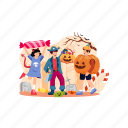 halloween, holiday, decoration, traditional, emoticon, trick, pumpkin, spider, candy 