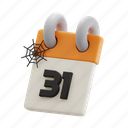 halloween, calendar, horror, date, 3d icons, ghost, scary, monster, 3d illustrations 