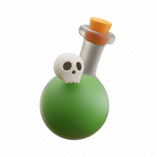 Poison, bottle, glass, skull, danger, chemical, halloween 3D illustration - Download on Iconfinder