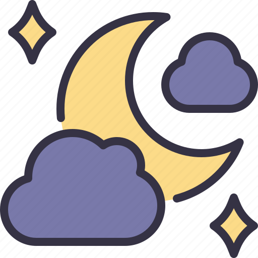 Half, moon, stars, weather, night, cloud icon - Download on Iconfinder