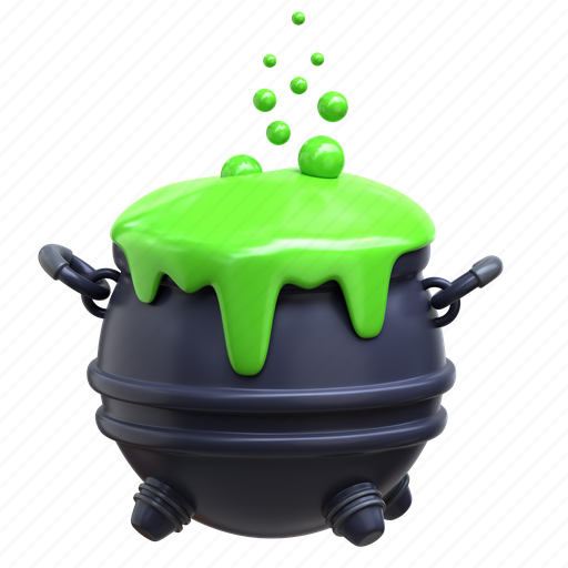 Witch, cauldron, halloween, spooky, icon, 3d, design 3D illustration - Download on Iconfinder