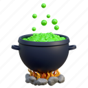 witch, boiling, green, magic, potion, in, cauldron, halloween 