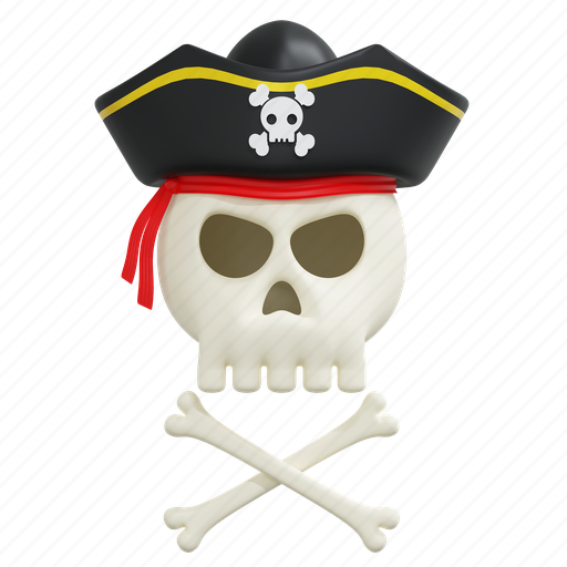 Pirate, skull, halloween, illustration, horror, spooky, ghost 3D illustration - Download on Iconfinder