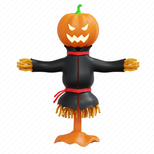 Pumpkin, scarecrow, halloween, illustration, spooky, horror, scary 3D illustration - Download on Iconfinder