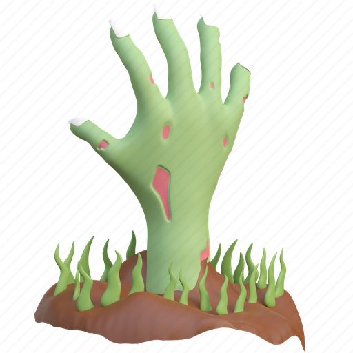 Zombie, hand, rising, ground, halloween, illustration, horror 3D illustration - Download on Iconfinder