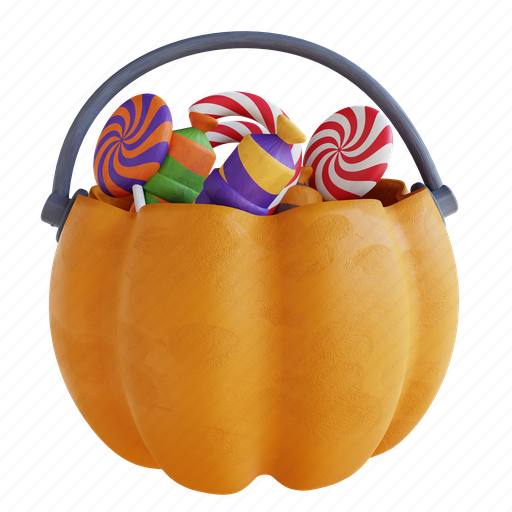 Pumpkin, filled, candy, treat, creepy, trick, spider 3D illustration - Download on Iconfinder