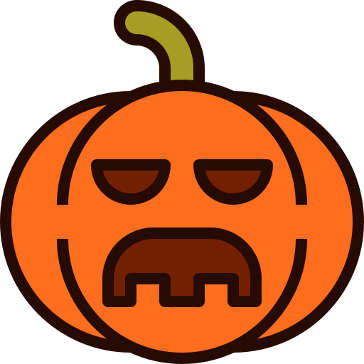 Emoji, pumpkin, scary, halloween, bored icon - Free download