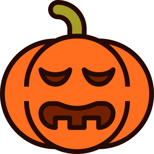 Emoji, pumpkin, scary, halloween, bored icon - Free download