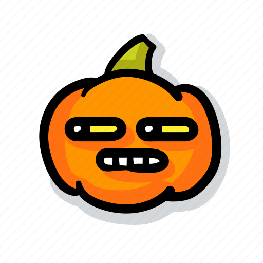 Pumpkin, halloween, emoji, kawaii, cute, stare, angry sticker - Download on Iconfinder