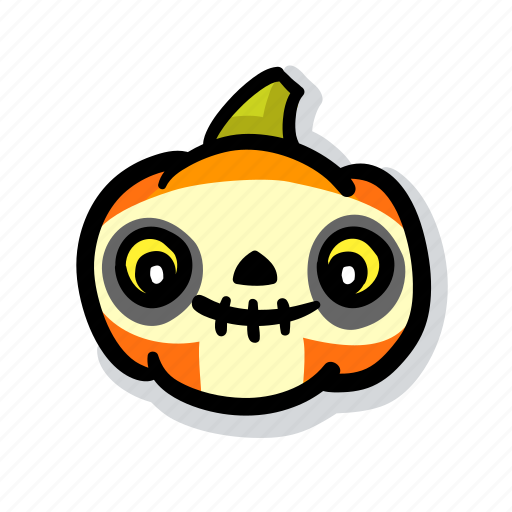 Pumpkin, halloween, emoji, kawaii, cute, skeleton, scull sticker - Download on Iconfinder