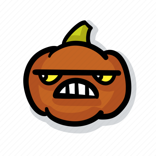 Pumpkin, halloween, emoji, kawaii, cute, stare, hate sticker - Download on Iconfinder