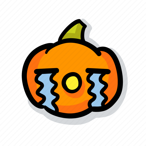 Pumpkin, halloween, emoji, kawaii, cute, cry, sad sticker - Download on Iconfinder