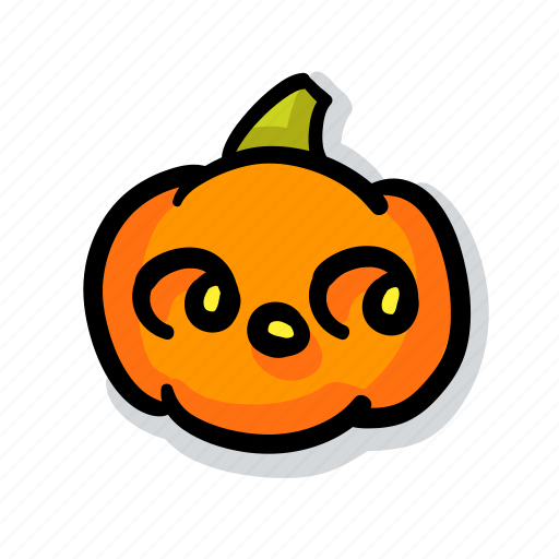 Pumpkin, halloween, emoji, kawaii, cute, surprised, omg sticker - Download on Iconfinder