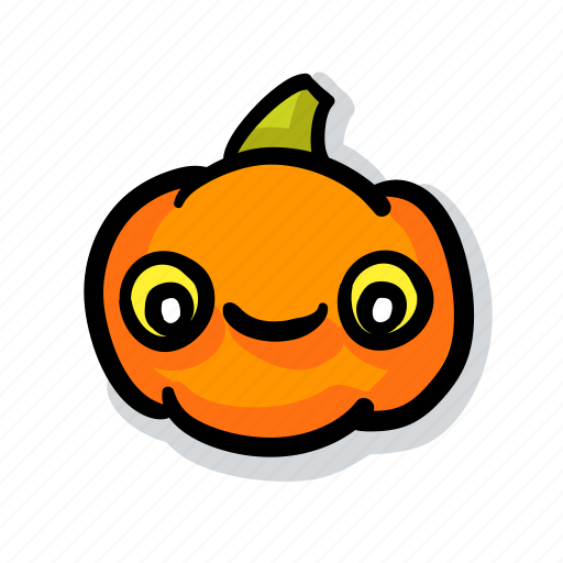 Pumpkin, halloween, emoji, kawaii, cute, glad sticker - Download on Iconfinder