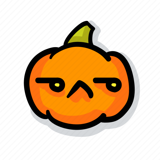 Pumpkin, halloween, emoji, kawaii, cute, stare, sad sticker - Download on Iconfinder