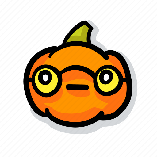 Pumpkin, halloween, emoji, kawaii, cute, geek, nerd sticker - Download on Iconfinder