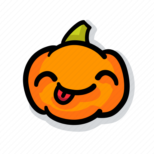 Pumpkin, halloween, emoji, kawaii, cute, anticipate, wish sticker - Download on Iconfinder