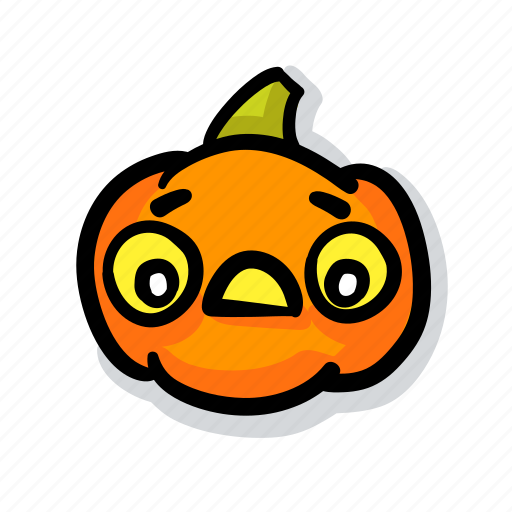 Pumpkin, halloween, emoji, kawaii, cute, scary sticker - Download on Iconfinder