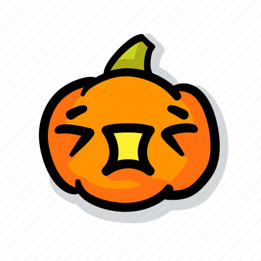 Pumpkin, halloween, emoji, kawaii, cute, yawns sticker - Download on Iconfinder