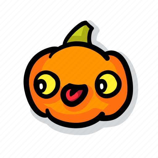Pumpkin, halloween, emoji, kawaii, cute, playful sticker - Download on Iconfinder